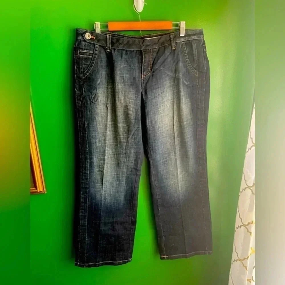 DKNY‎ Jeans Sz 14 P Dark Wash Side Button EUC!